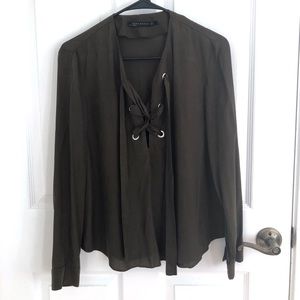 Zara olive green long sleeved top